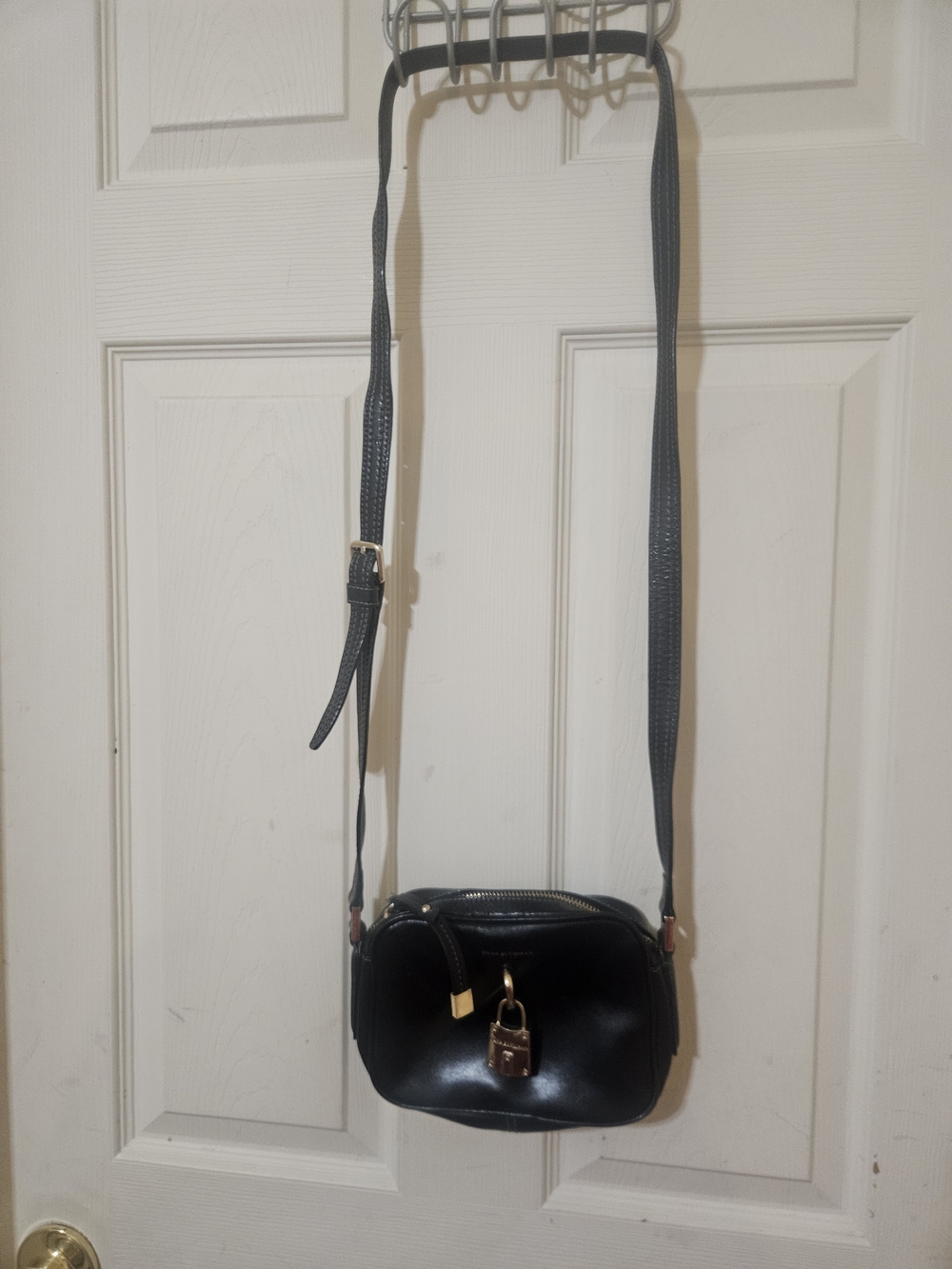 Dana Buchman Black Crossbody Bag with Gold Lock